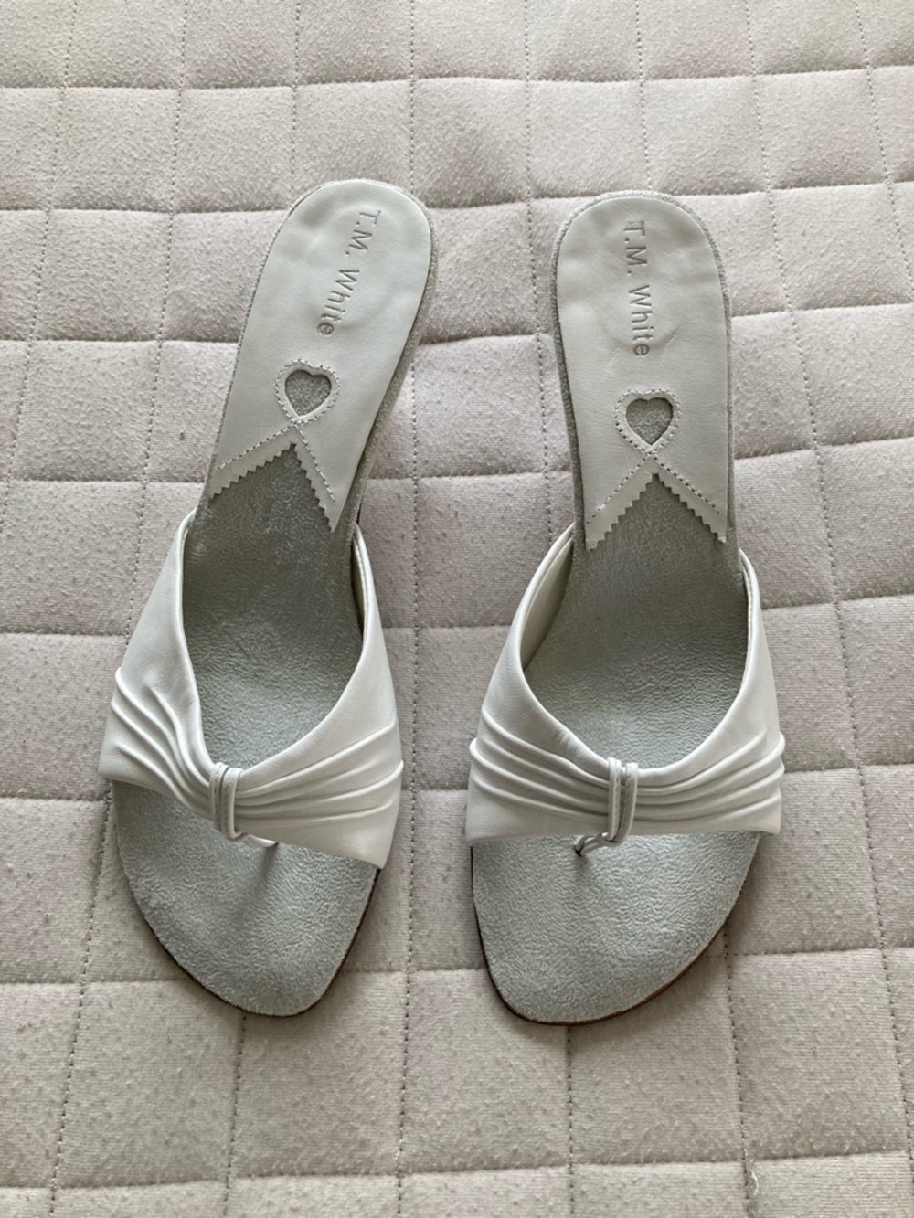 Women's White Knot Mule Slide Sandals - 2” heel